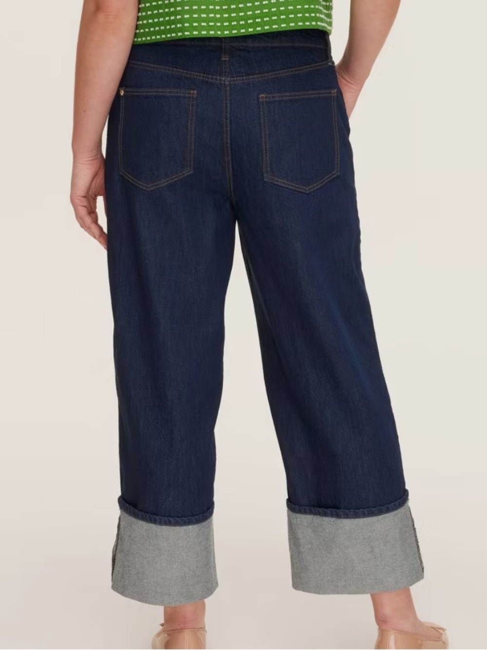 Kate spade new york - Women's High-Rise Straight Leg Wide Cuff Dark Rinse Jeans - Picture 2 of 5